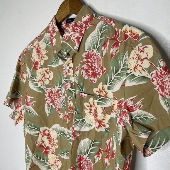 J Crew Floral Hawaiian Print Casual Short Sleeve Flex Shirt Slim Fit Medium Mens - Picture 2 of 7